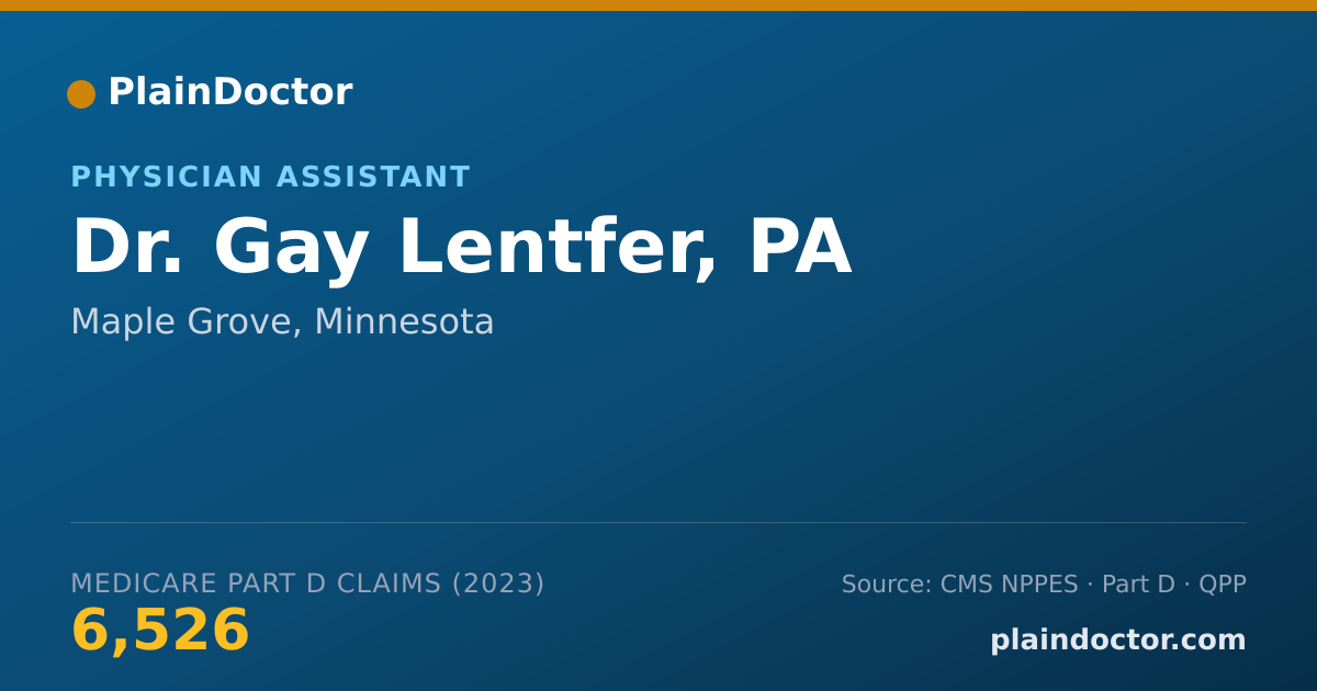 Shareable card for Gay Lentfer, PA - Physician Assistant, Maple Grove, MN