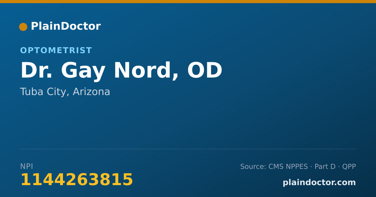 Shareable card for Gay Nord, OD - Optometrist, Tuba City, AZ