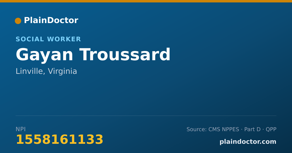 Shareable card for Gayan Troussard - Social Worker, Linville, VA
