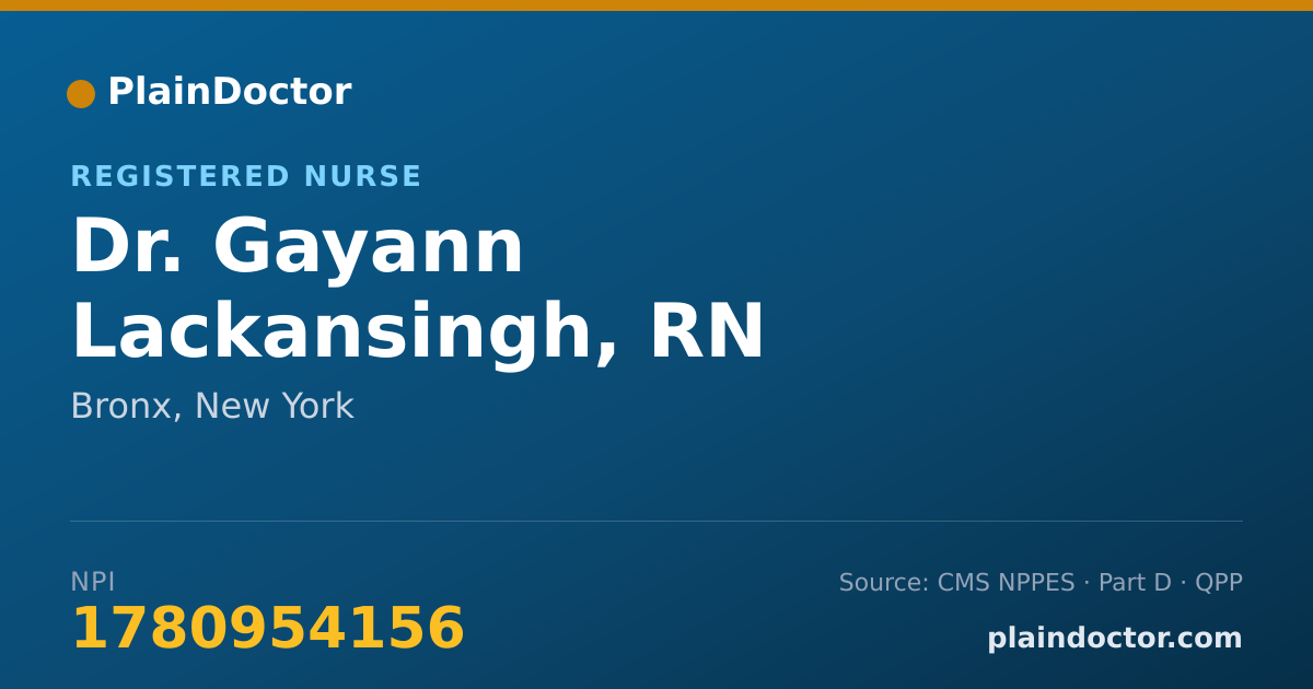 Shareable card for Gayann Lackansingh, RN - Registered Nurse, Bronx, NY