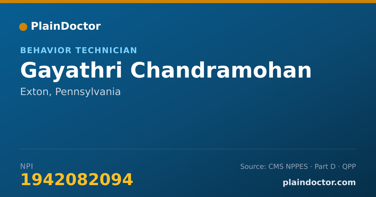 Shareable card for Gayathri Chandramohan - Behavior Technician, Exton, PA