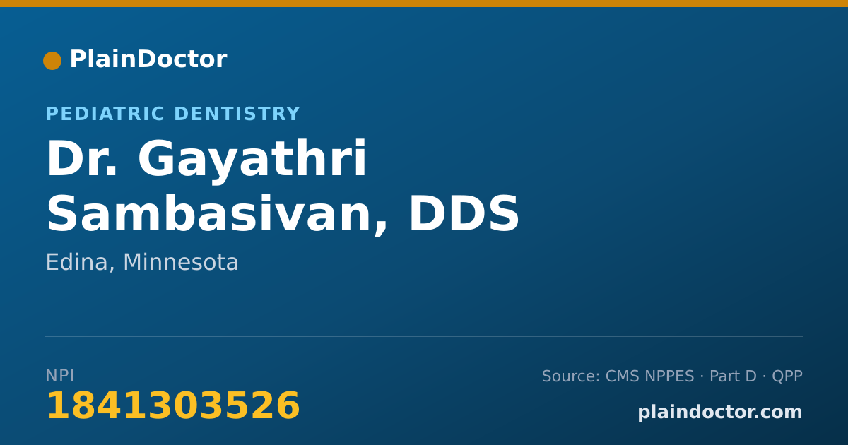 Shareable card for Gayathri Sambasivan, DDS - Pediatric Dentistry, Edina, MN