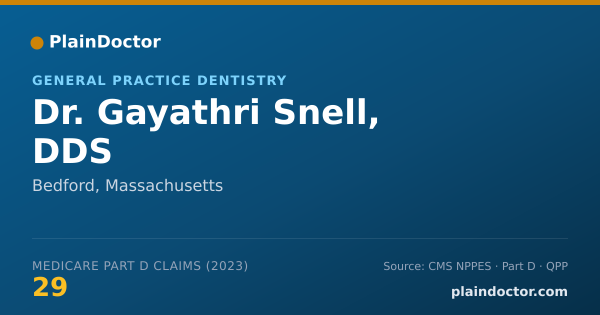Shareable card for Gayathri Snell, DDS - General Practice Dentistry, Bedford, MA