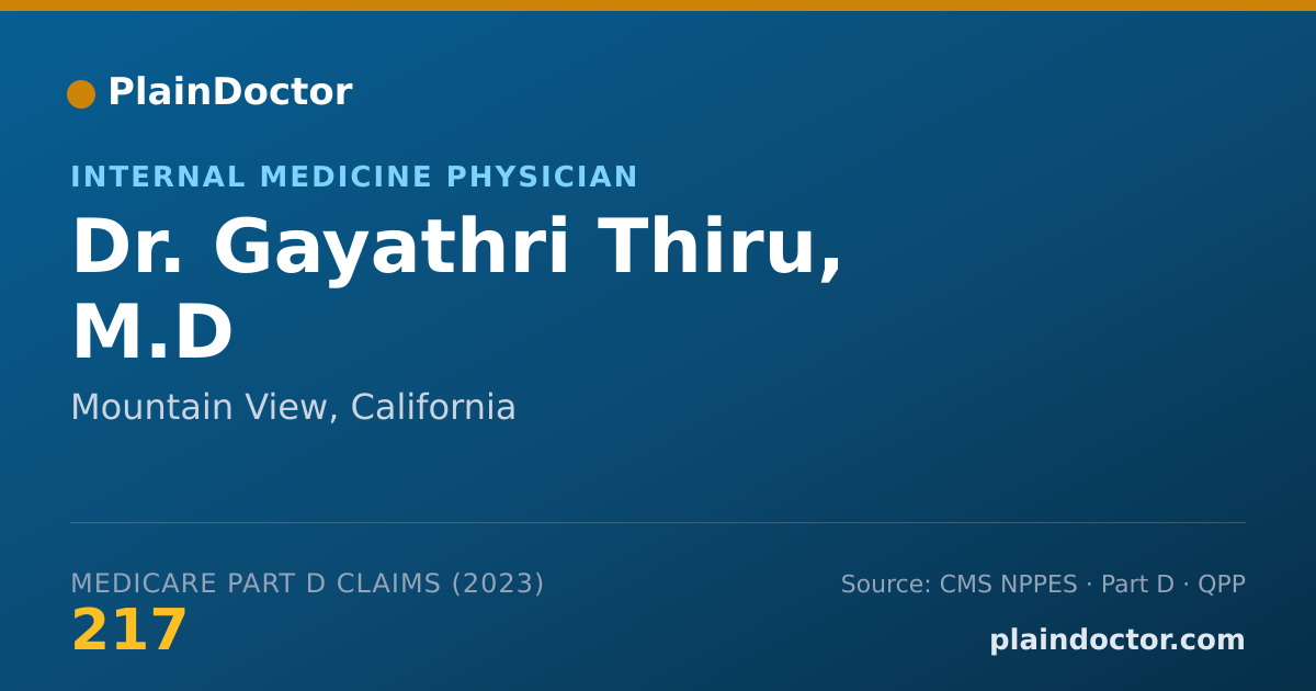 Shareable card for Gayathri Thiru, M.D - Internal Medicine Physician, Mountain View, CA