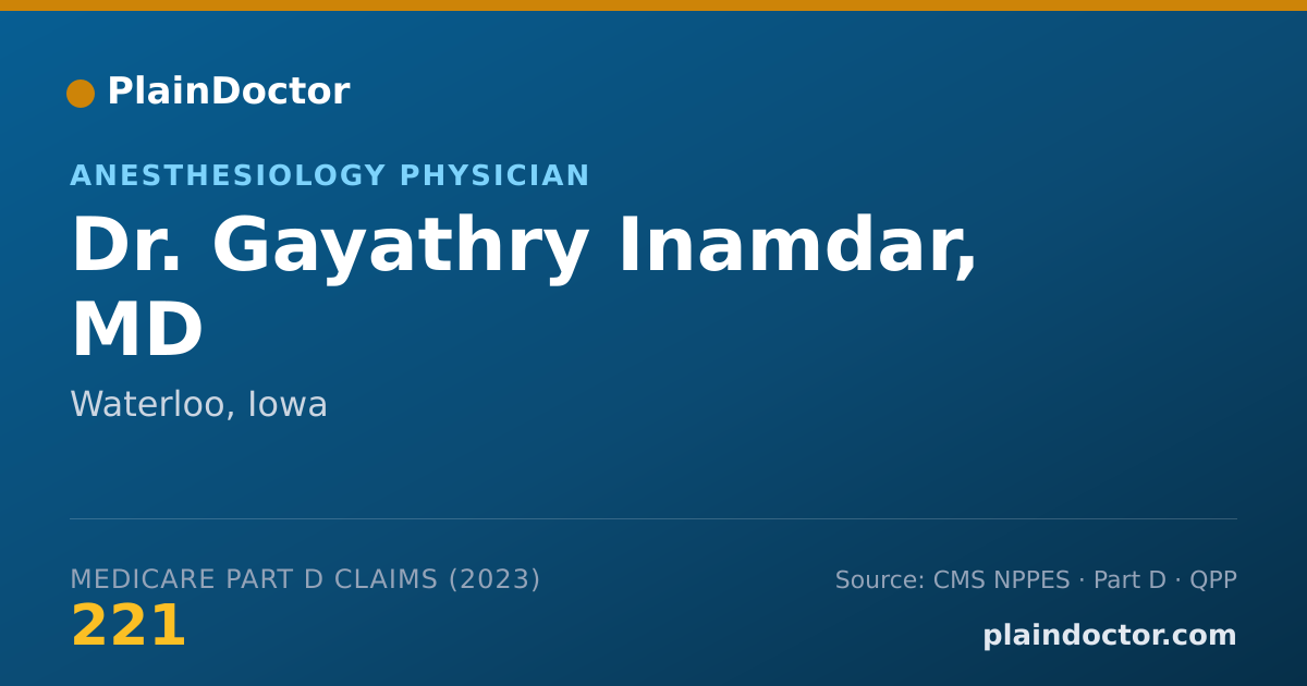 Shareable card for Gayathry Inamdar, MD - Anesthesiology Physician, Waterloo, IA