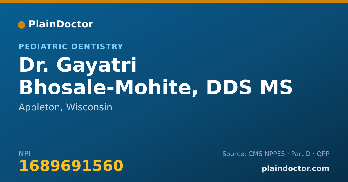 Shareable card for Gayatri Bhosale-Mohite, DDS MS MS - Pediatric Dentistry, Appleton, WI