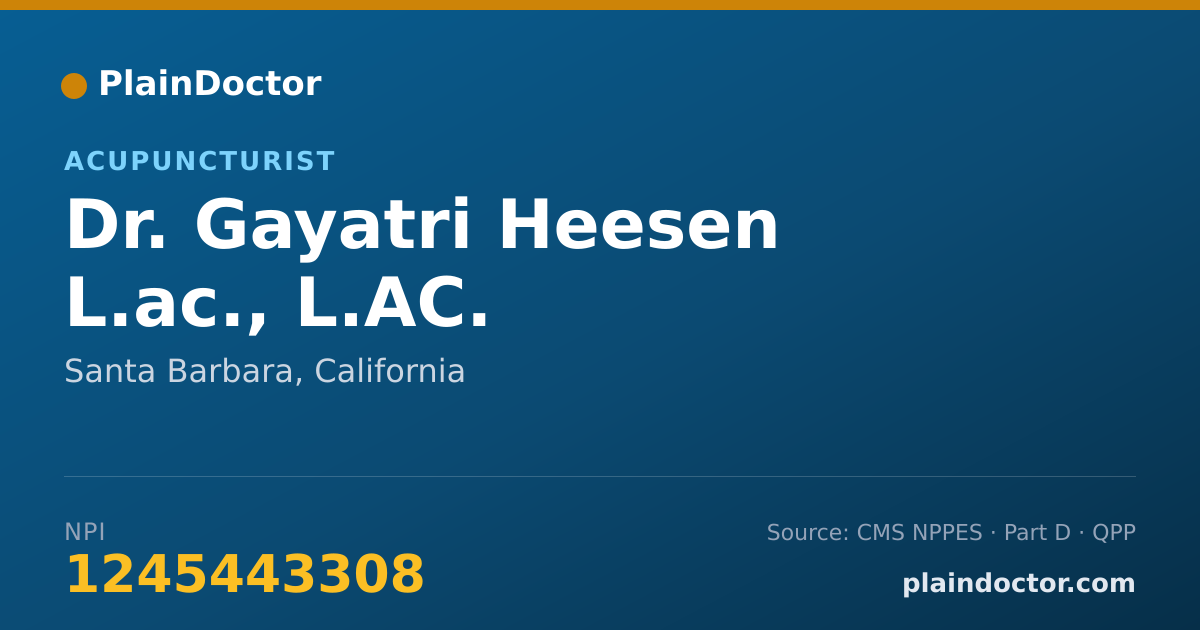 Shareable card for Gayatri Heesen L.ac., L.AC. - Acupuncturist, Santa Barbara, CA