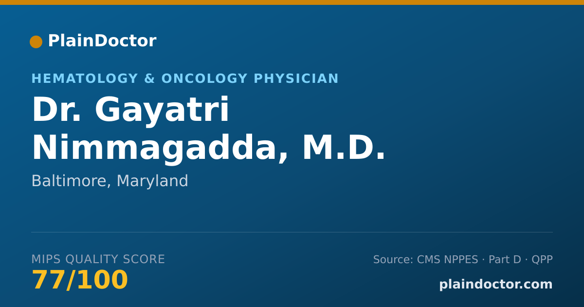 Shareable card for Gayatri Nimmagadda, M.D. - Hematology & Oncology Physician, Baltimore, MD