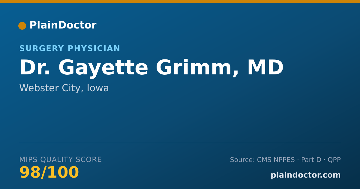 Shareable card for Gayette Grimm, MD - Surgery Physician, Webster City, IA