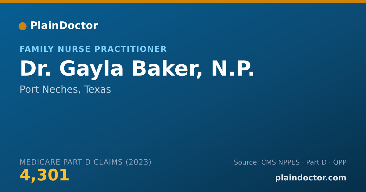Shareable card for Gayla Baker, N.P. - Family Nurse Practitioner, Port Neches, TX