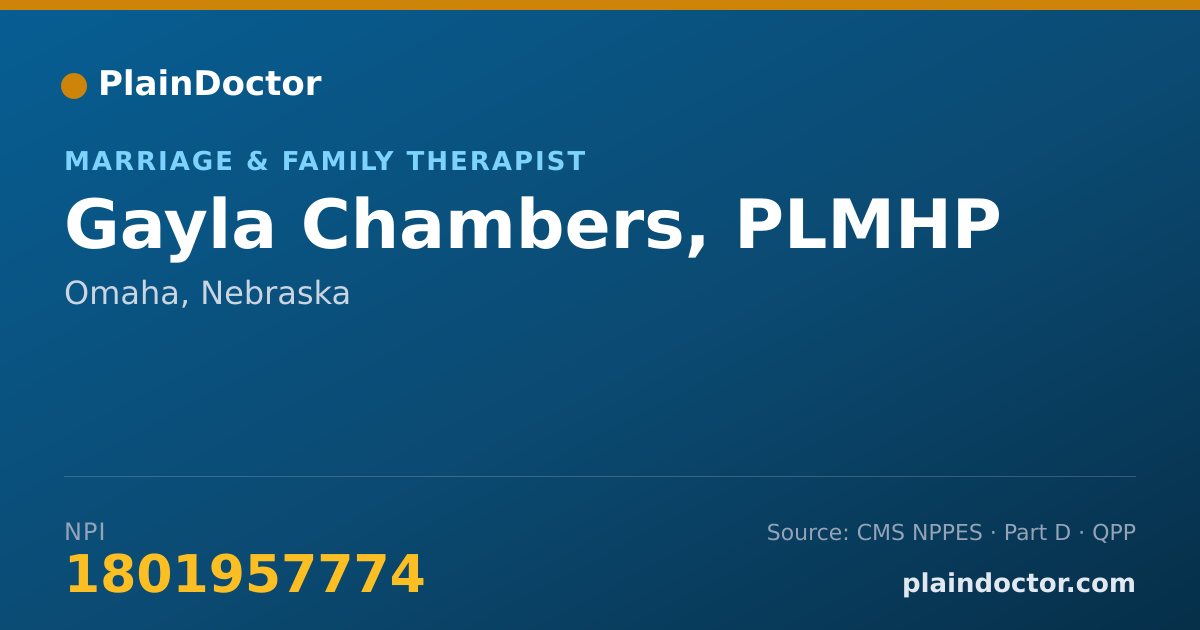 Shareable card for Gayla Chambers, PLMHP - Marriage & Family Therapist, Omaha, NE