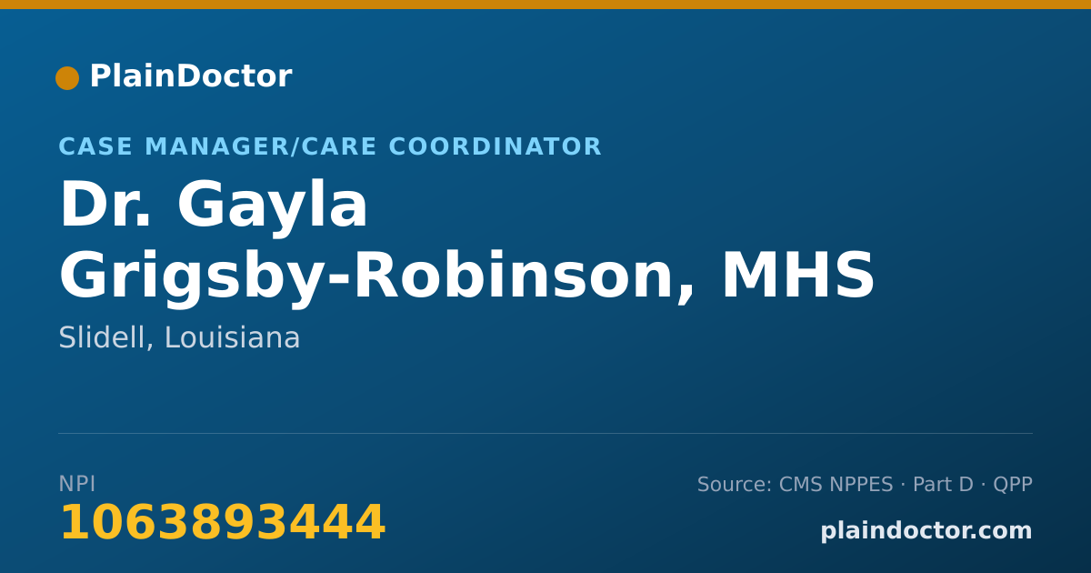 Shareable card for Gayla Grigsby-Robinson, MHS - Case Manager/Care Coordinator, Slidell, LA