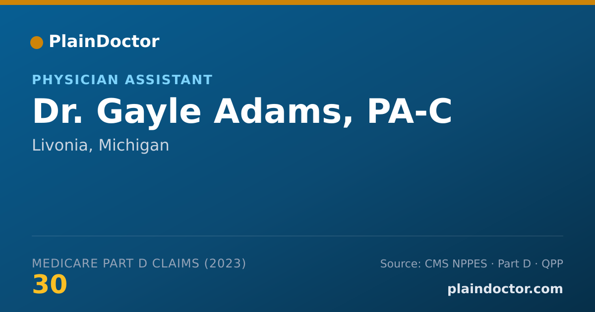 Shareable card for Gayle Adams, PA-C - Physician Assistant, Livonia, MI