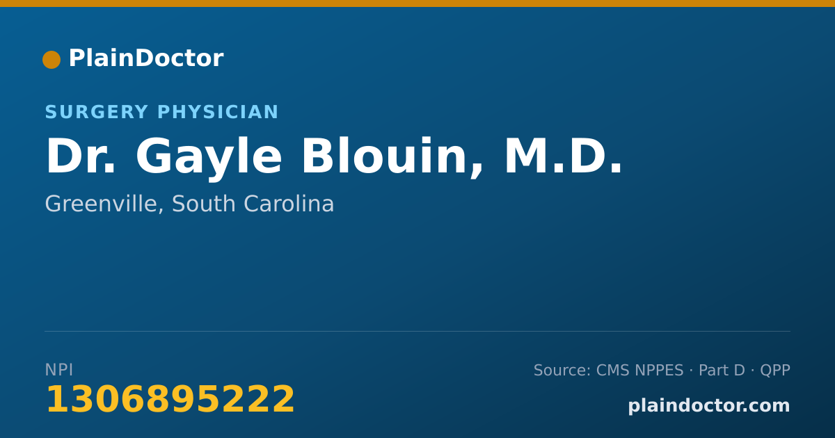 Shareable card for Gayle Blouin, M.D. - Surgery Physician, Greenville, SC