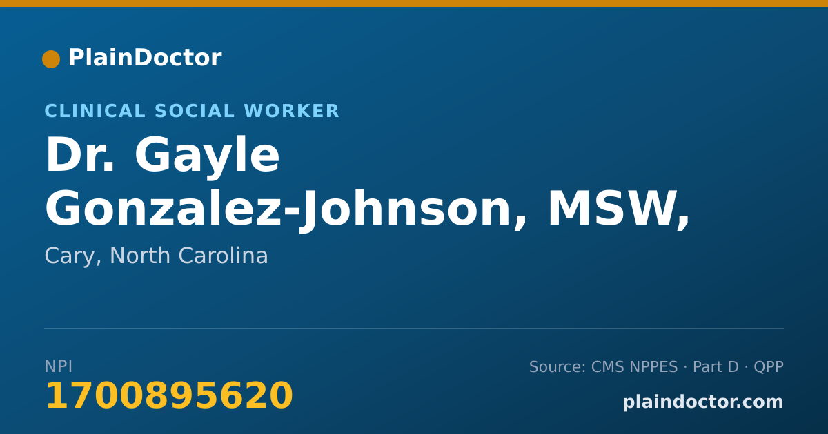 Shareable card for Gayle Gonzalez-Johnson, MSW, LCSW, ACSW - Clinical Social Worker, Cary, NC