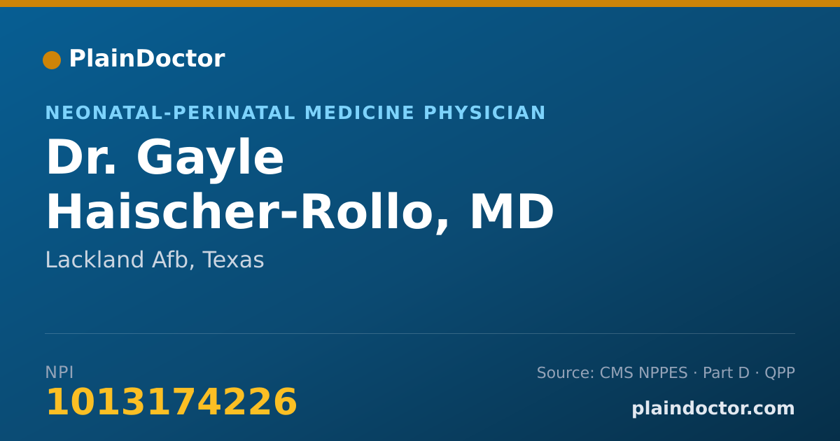 Shareable card for Gayle Haischer-Rollo, MD - Neonatal-Perinatal Medicine Physician, Lackland Afb, TX