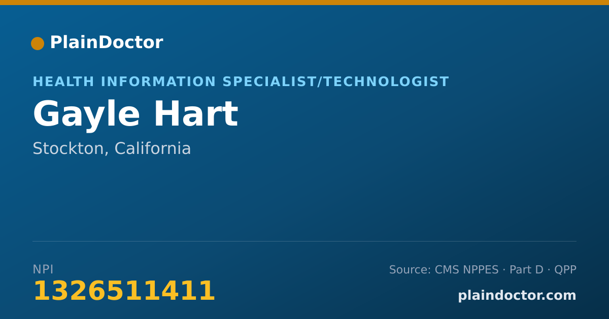Shareable card for Gayle Hart - Health Information Specialist/Technologist, Stockton, CA