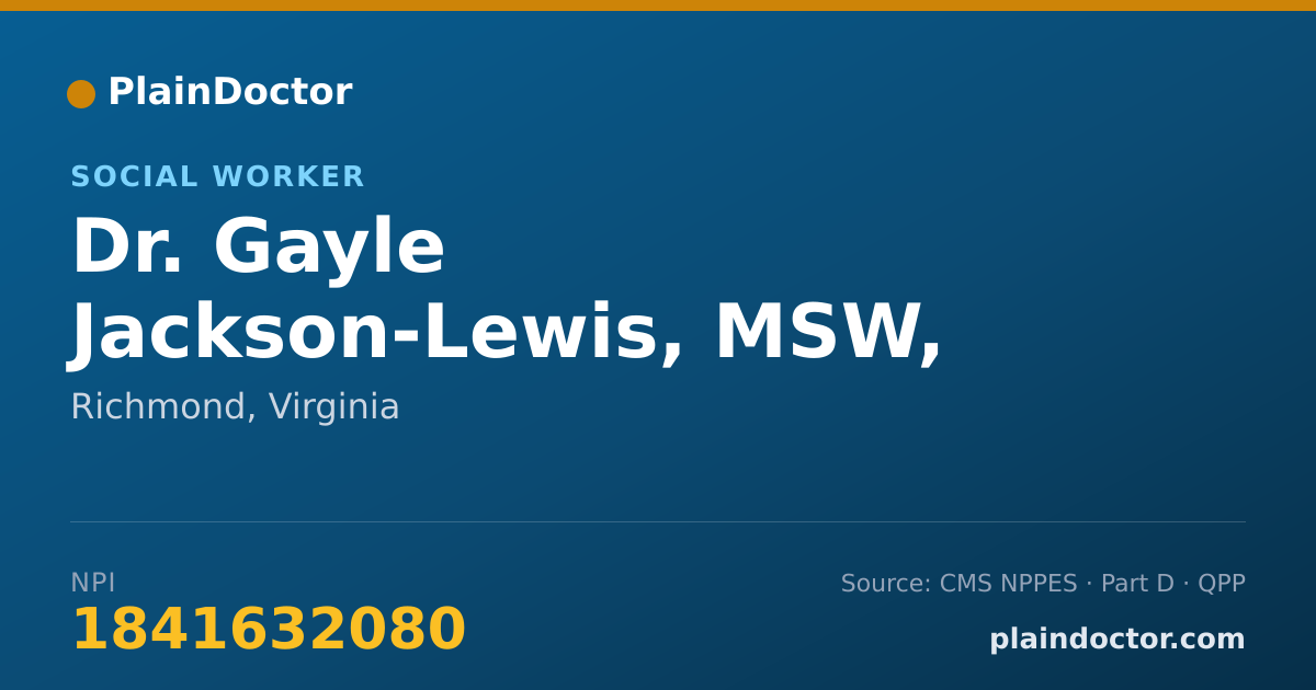 Shareable card for Gayle Jackson-Lewis, MSW, LSW - Social Worker, Richmond, VA