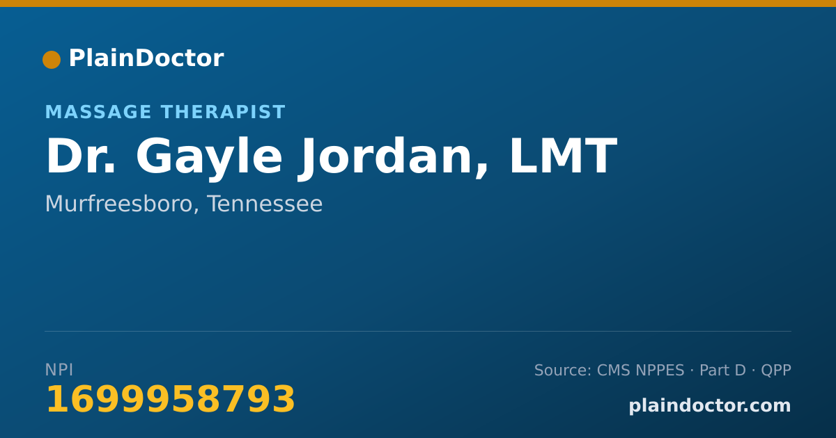 Shareable card for Gayle Jordan, LMT - Massage Therapist, Murfreesboro, TN