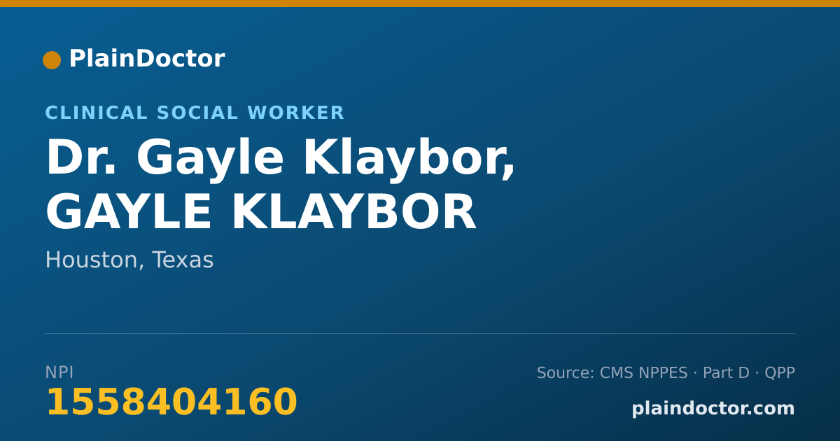 Shareable card for Gayle Klaybor, GAYLE KLAYBOR - Clinical Social Worker, Houston, TX