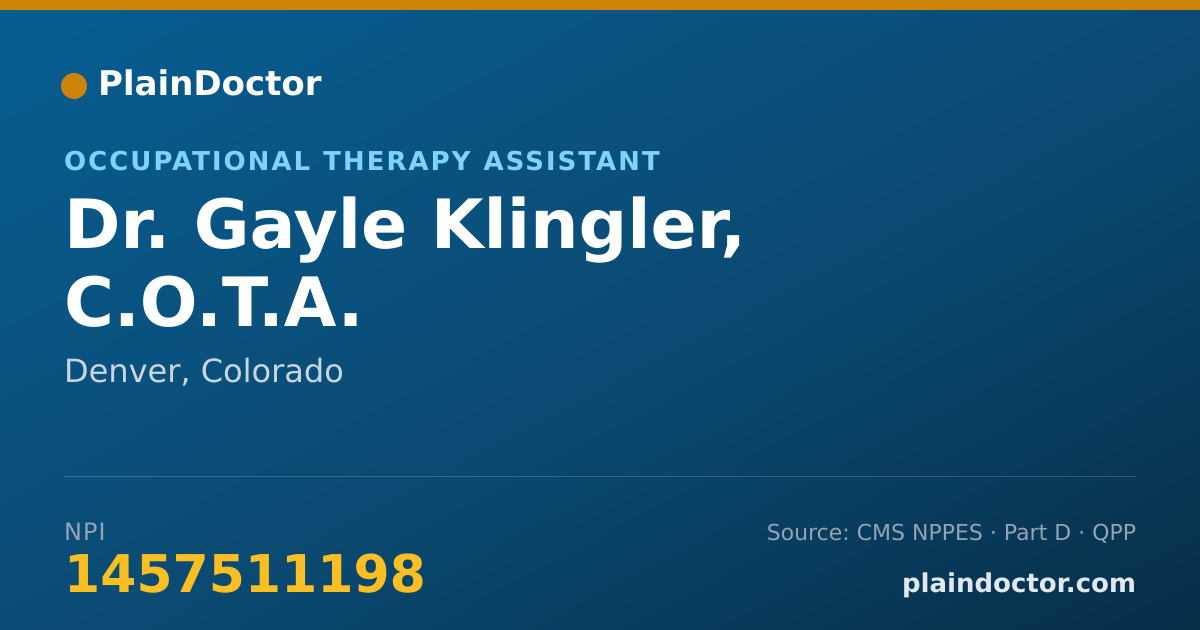 Shareable card for Gayle Klingler, C.O.T.A. - Occupational Therapy Assistant, Denver, CO