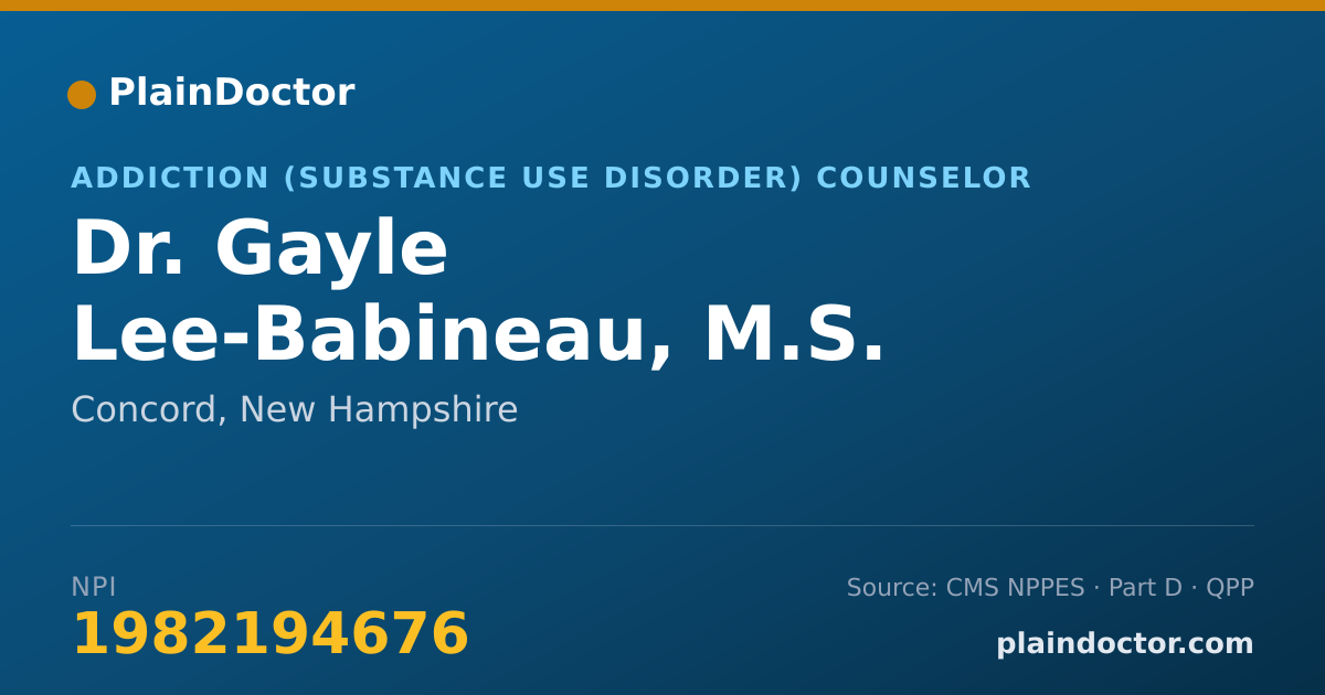 Shareable card for Gayle Lee-Babineau, M.S. - Addiction (Substance Use Disorder) Counselor, Concord, NH
