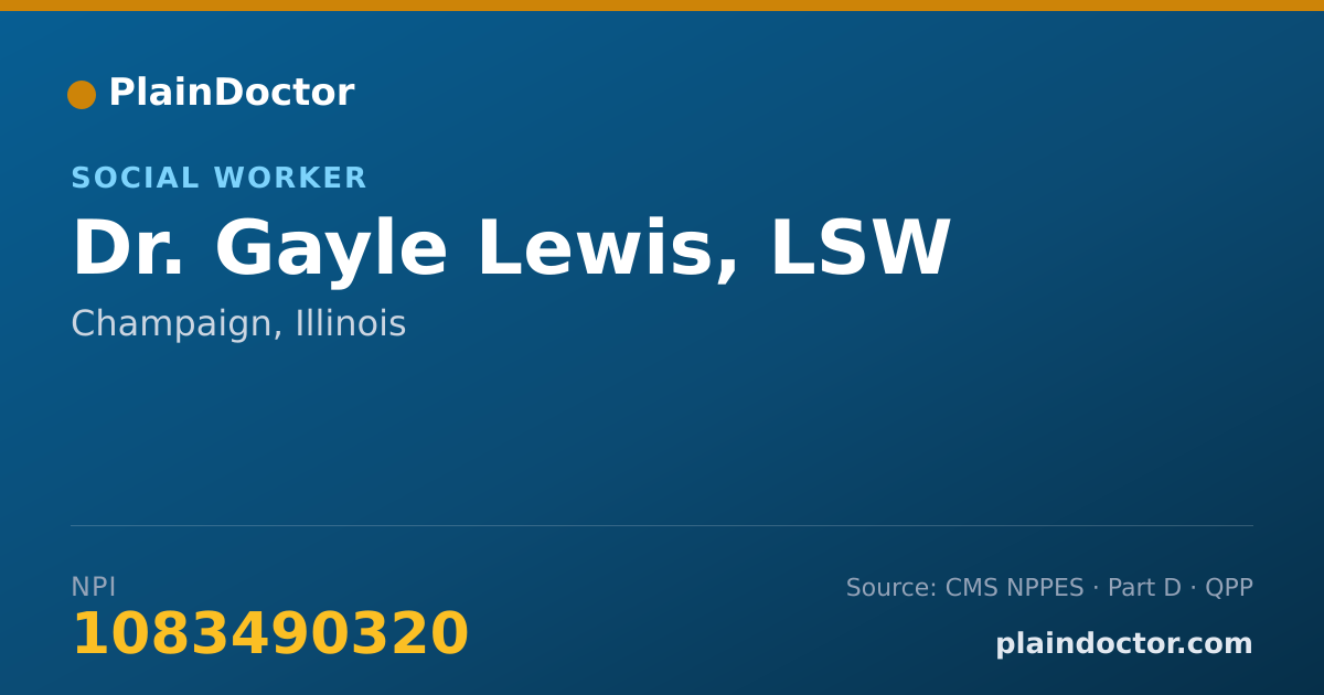 Shareable card for Gayle Lewis, LSW - Social Worker, Champaign, IL