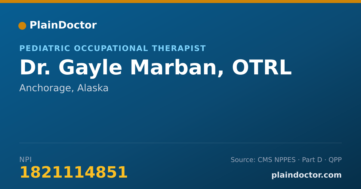 Shareable card for Gayle Marban, OTRL - Pediatric Occupational Therapist, Anchorage, AK