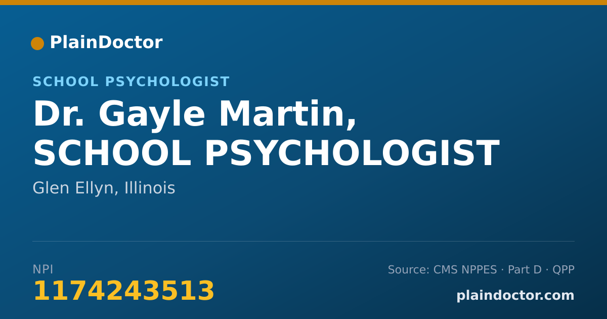 Shareable card for Gayle Martin, SCHOOL PSYCHOLOGIST - School Psychologist, Glen Ellyn, IL