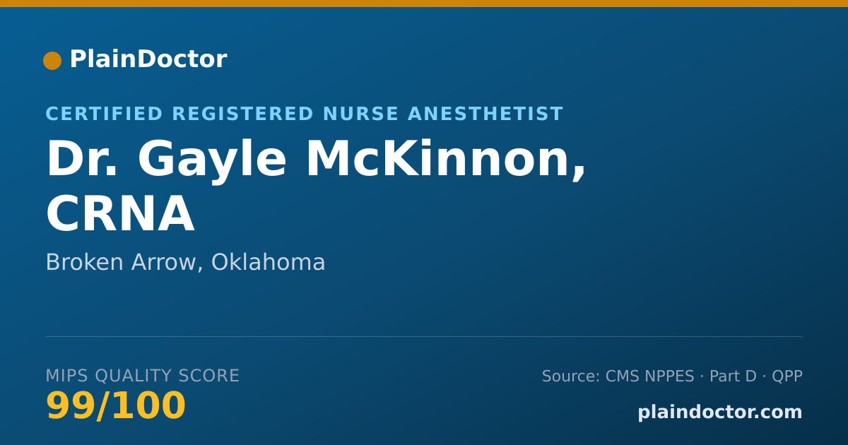 Shareable card for Gayle McKinnon, CRNA - Certified Registered Nurse Anesthetist, Broken Arrow, OK