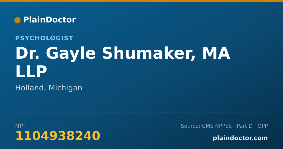 Shareable card for Gayle Shumaker, MA LLP - Psychologist, Holland, MI