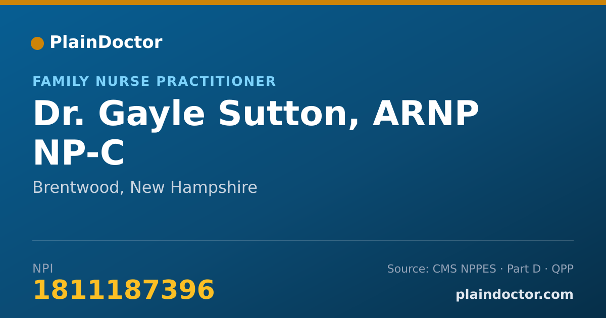 Shareable card for Gayle Sutton, ARNP NP-C - Family Nurse Practitioner, Brentwood, NH