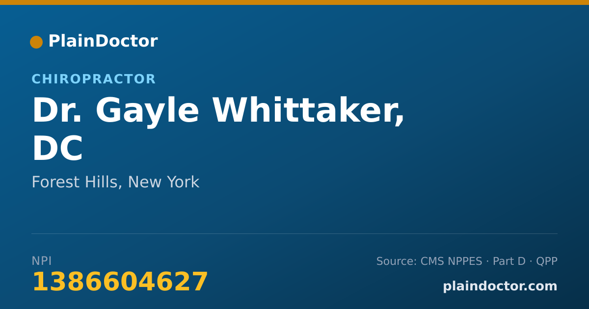 Shareable card for Gayle Whittaker, DC - Chiropractor, Forest Hills, NY