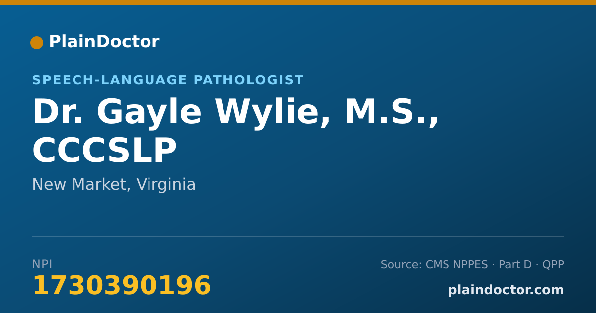 Shareable card for Gayle Wylie, M.S., CCCSLP - Speech-Language Pathologist, New Market, VA
