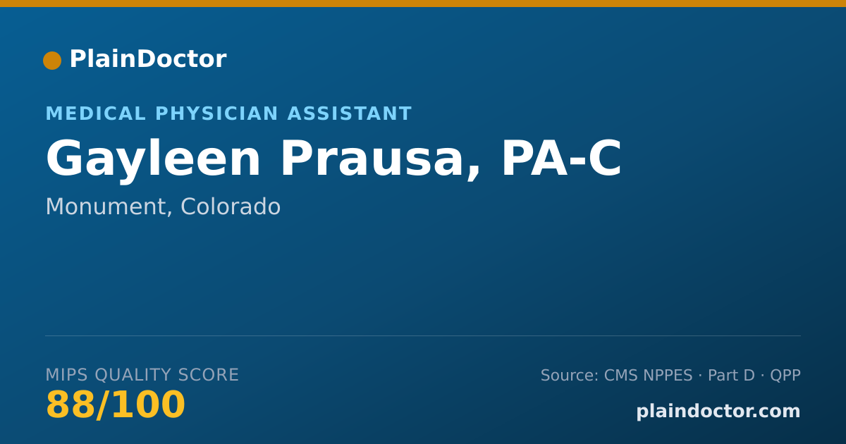 Shareable card for Gayleen Prausa, PA-C - Medical Physician Assistant, Monument, CO