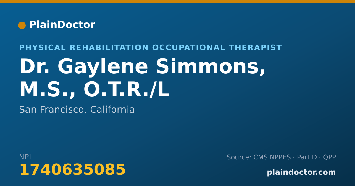 Shareable card for Gaylene Simmons, M.S., O.T.R./L - Physical Rehabilitation Occupational Therapist, San Francisco, CA