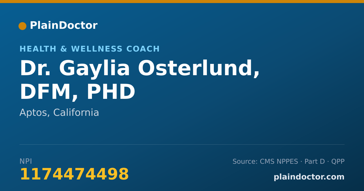 Shareable card for Gaylia Osterlund, DFM, PHD - Health & Wellness Coach, Aptos, CA