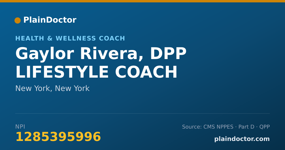 Shareable card for Gaylor Rivera, DPP LIFESTYLE COACH - Health & Wellness Coach, New York, NY