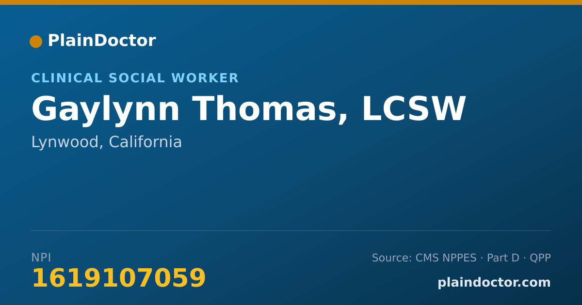 Shareable card for Gaylynn Thomas, LCSW - Clinical Social Worker, Lynwood, CA