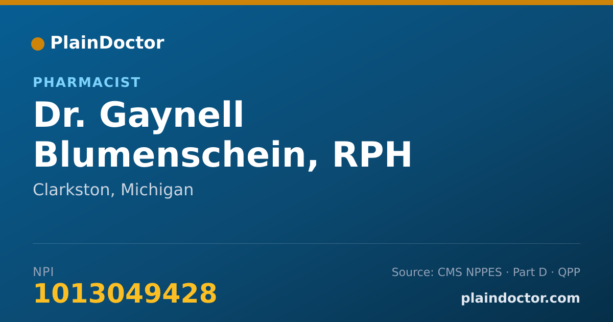 Shareable card for Gaynell Blumenschein, RPH - Pharmacist, Clarkston, MI