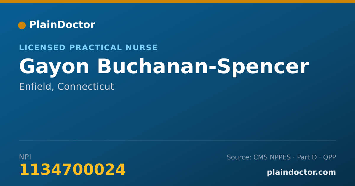 Shareable card for Gayon Buchanan-Spencer - Licensed Practical Nurse, Enfield, CT