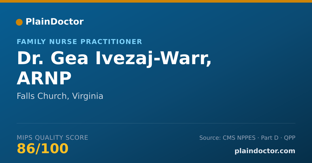 Shareable card for Gea Ivezaj-Warr, ARNP - Family Nurse Practitioner, Falls Church, VA