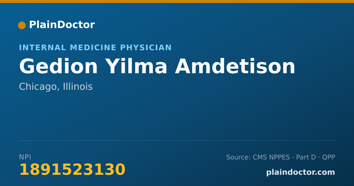Shareable card for Gedion Yilma Amdetison - Internal Medicine Physician, Chicago, IL