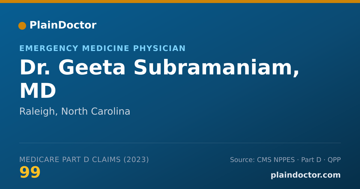 Shareable card for Geeta Subramaniam, MD - Emergency Medicine Physician, Raleigh, NC