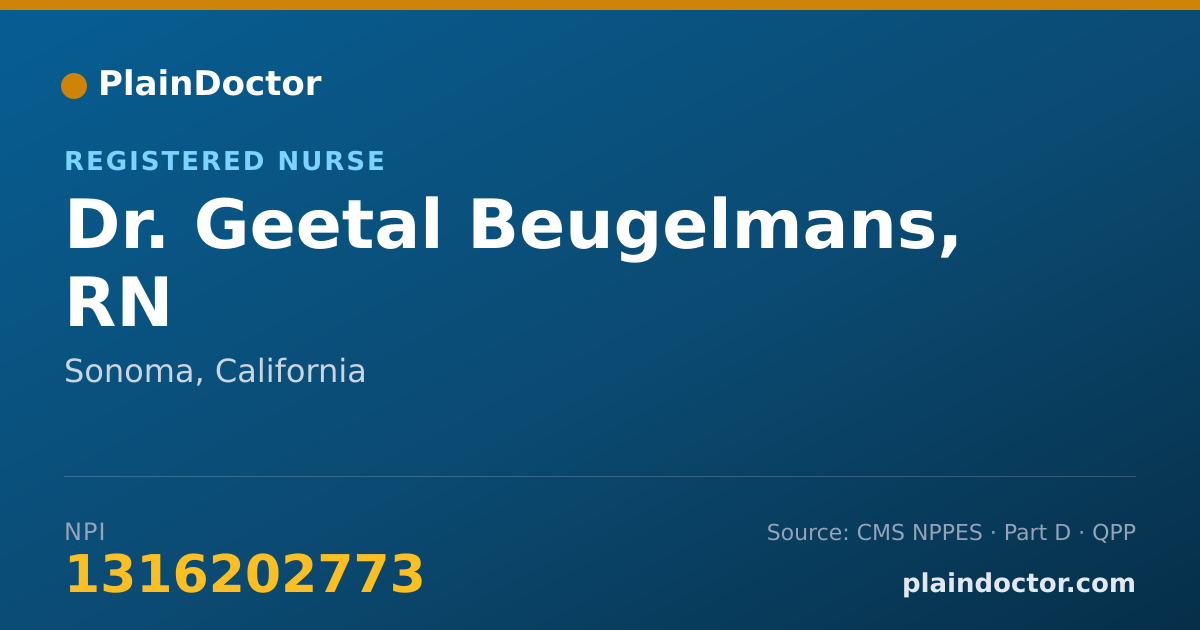 Shareable card for Geetal Beugelmans, RN - Registered Nurse, Sonoma, CA