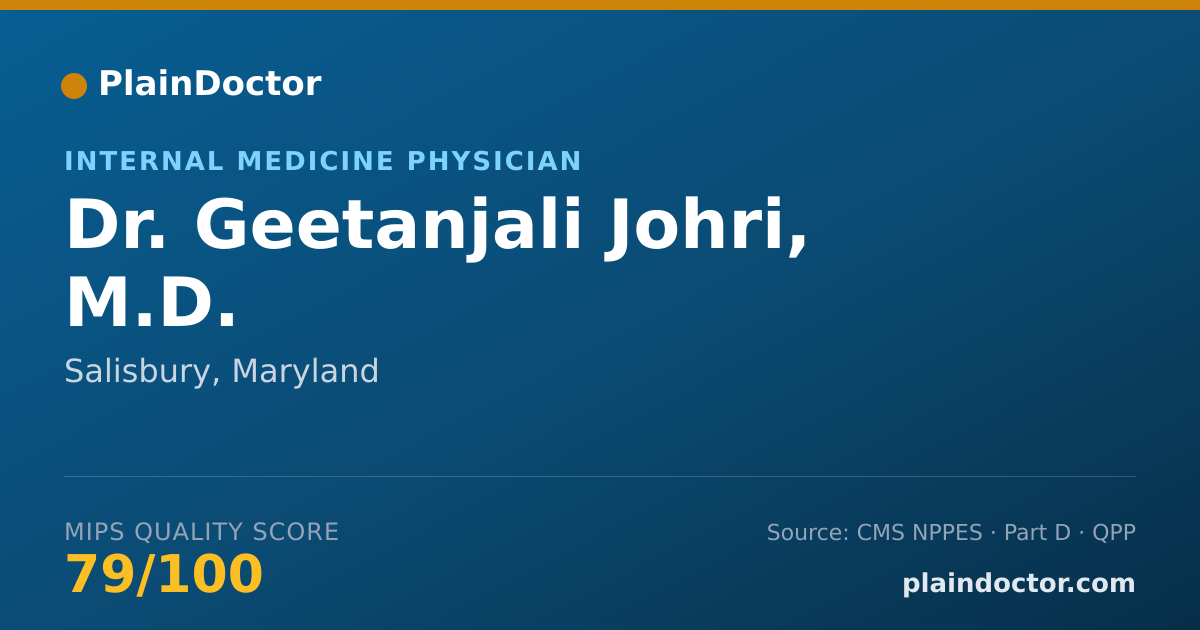 Shareable card for Geetanjali Johri, M.D. - Internal Medicine Physician, Salisbury, MD
