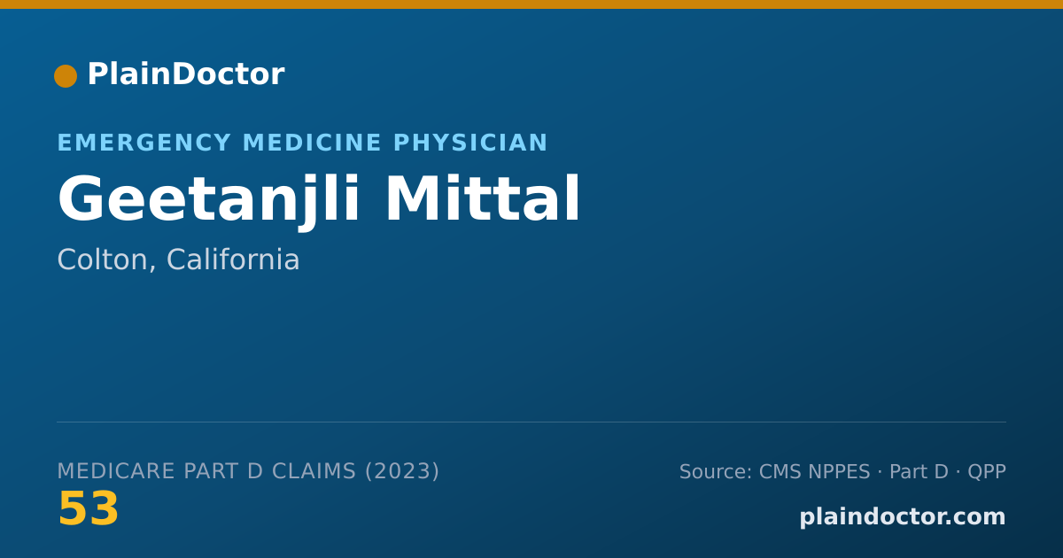 Shareable card for Geetanjli Mittal - Emergency Medicine Physician, Colton, CA