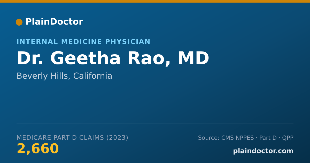 Shareable card for Geetha Rao, MD - Internal Medicine Physician, Beverly Hills, CA