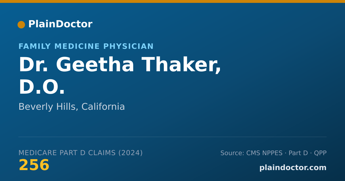 Shareable card for Geetha Thaker, D.O. - Family Medicine Physician, Beverly Hills, CA