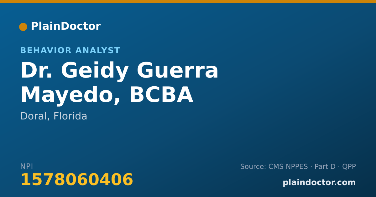 Shareable card for Geidy Guerra Mayedo, BCBA - Behavior Analyst, Doral, FL